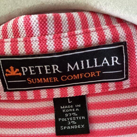 Peter Millar Summer Comfort Red & White Striped Polo Shirt L Golf - Picture 3 of 12